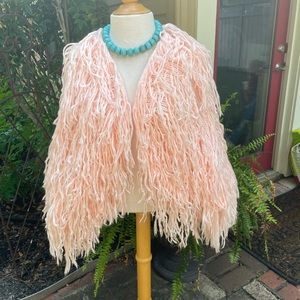 Sweet Generis Women’s  SZ S/M  PINK String Knit Top Sweater Cape FUN FUN. NWOT